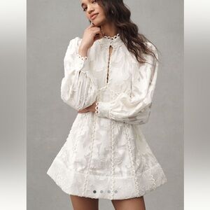 BHLDN Long-Sleeve High-Neck
Floral A-Line Mini Dress